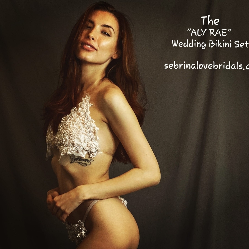 "ALY RAE" Custom Pink & Ivory Bridal Bikini Set